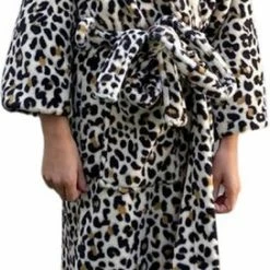 Flash-uitverkoop ✔️ Kinderbadjas Panter Bruintinten – Tijger Badjas Kind - 100% Coral Fleece – Badjas Kind Luipaard – Badrock – Fleece Badjas Kind - Maat 134/140 🥰