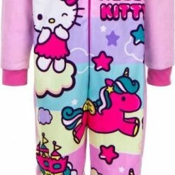 Begroting ❤️ Hello Kitty Onesie / Jumpsuit / Pyjama - Met Eenhoorn - Roze - Maat 122 (maatlabel 128) 8 💯