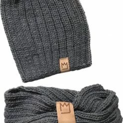Korting 🔔 BeaniePlanet Beanie Set Grijs - Kind - Muts En Colsjaal - Unisex Tot 10 Jaar 🔥