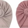 Beste Verkoop 🛒 MINIIYOU 2 Stuks - Meisjes Babymutsjes Tulband - Roze Taupe - 3-15 Mnd ⭐