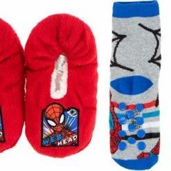 Beste Verkoop 🔥 Spiderman Marvel Spiderman Pantoffel Slofjes Met Badstof Sok - Maat 29-30 ⌛