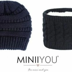 Groothandel 🥰 Merkloos Setje Muts Colsjaal Voering Baby Kind - Navy - 6-24 Mnd ✔️