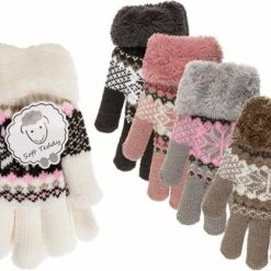 Beste Verkoop 🥰 Fop En Bij Handschoenen Kinderen - Wit - 4-7 Jaar - One Size - Winter - Warm - Meisjes - Jongens 🎁