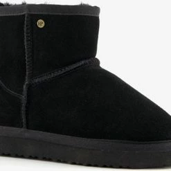 Gloednieuw ⌛ Hush Puppies Gevoerde Suede Meisjes Enkellaarsjes - Zwart - Maat 33 - Echt Leer 🌟