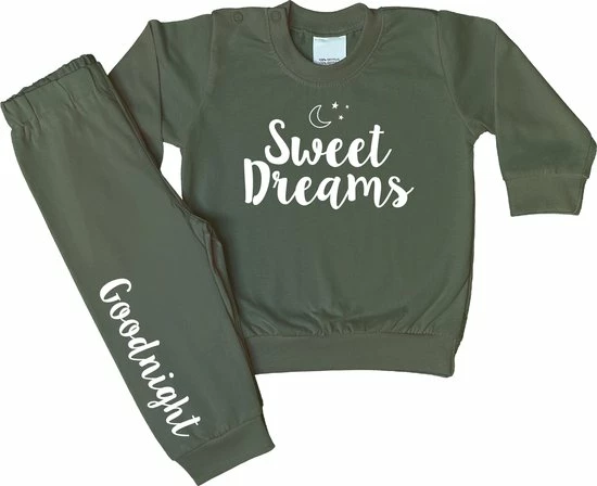Promo π€© Merkloos Kinder - Pyjama - Met Eigen Naam - Sweet Dreams - Maat: 80/86 - Kleur: Legergroen - 1 Stuks - Pyama Jongens - Meisjes Pyjama - Kids - Jongens Pyjama - Baby Pyjama - Kraamcadeau Met Naam - Kraamcadeau - Baby - Cadeau - Zwangerschap Cadeau β 1 Promo π€© Merkloos Kinder - Pyjama - Met Eigen Naam - Sweet Dreams - Maat: 80/86 - Kleur: Legergroen - 1 Stuks - Pyama Jongens - Meisjes Pyjama - Kids - Jongens Pyjama - Baby Pyjama - Kraamcadeau Met Naam - Kraamcadeau - Baby - Cadeau - Zwangerschap Cadeau β