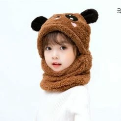 Kopen ❤️ Fiory Wintermuts En Sjaal Kinderen| 2 In 1| Wintermuts Beer Kids| Muts| Fleece Wintermuts| Bruin | 1.5 -5 Jaar 🌟