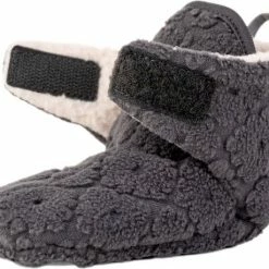 Beste Pirce 🎁 Lodger Babyslofjes Die Niet Uitgaan - Slipper Folklore - 100% Fleece - Maat 6-12M - Klittenbandsluiting - Slofjes Die Blijven Zitten - Zwart 👍