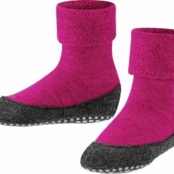 Hete verkoop ⌛ FALKE Cosyshoe Slofsok Voor Meisjes En Jongens Versterkt Zonder Patroon Ademend Effen Stud Print Anti-slip Op Zool Merinowol Roze Kinderen Sokken - Maat 23-24 🤩