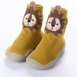 Goedkoop ✔️ Baby-slofje.nl Anti-slip Babyschoentjes - Soksloffen - Eerste Loopschoentjes Van Baby-Slofje - Okergeel Leeuw Maat 22/23 ✨