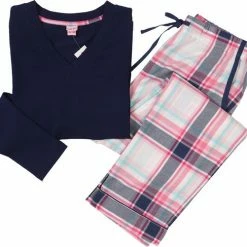 Beste Pirce ๐ La V La-V Pyjama Sets Voor Meisjes Met Geruite Flanel Broek Donkerblauw/roze 164-170 ๐ฅฐ
