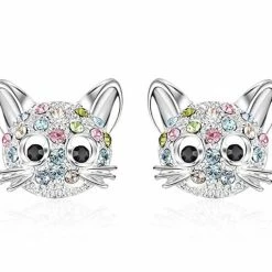 Flash-uitverkoop ❤️ Liefs Jade Oorbellen Kinderen | Zilverkleurige Kinderen Oorbellen | Katten Oorbellen | Oorknopjes Kat Meisje | Meisjes Oorbellen | Cadeau Voor Meisje | Cadeau Voor Dochter | Schoencadeautjes Sinterklaas | Black Friday 2022 | Kerstcadeau Voor Kinderen ✔️