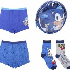 Uitgang 🧨 Sonic The Hedgehog Sonic-ondergoed-boxershorts En Sokken Pakket-4 Delig Cadeau, Maat 8-10 Jaar 👍