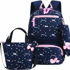 Beste Pirce 🔥 Merkloos 3-delige Rugzak Set - Blauw Hartjes - Schooltas - Rugzak Kind - Back To School - Rugtas & Schoudertas & Etui 😉