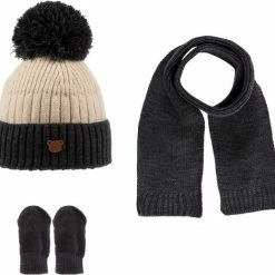 Coupon 💯 Kitti 3-Delig Winter Set | Muts (Beanie) Met Fleecevoering - Sjaal - Handschoenen | 0-18 Maanden Baby Jongens | K22150-08-01 | Navy Blue 🧨