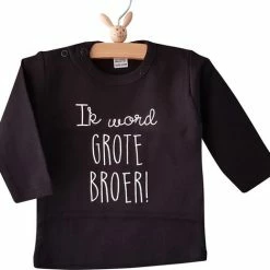 Goedkoop ✔️ Merkloos 👕 Shirt Jongen Ik Word Grote Broer Big Brother | Lange Mouw T-Shirt | Zwart | Maat 92 Zwangerschap Aankondiging Baby Bekendmaking 🧨