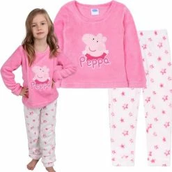 Goedkoop โ๏ธ Peppa Pig - Fleece Meisjespyjama, Roze En Wit OEKO-TEX / 116-128 ๐