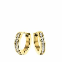 Uitgang 👍 Lucardi Oorbellen - Stalen Kinderoorbellen Goldplated Wit Kristal 😉