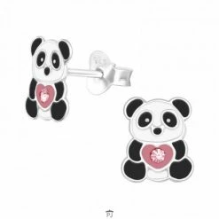 Aanbiedingen ❤️ WeLoveSilver Oorbellen Meisje Zilver | Zilveren Oorstekers Panda Met Hart ✔️
