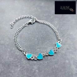 Kopen 🧨 Armband Meisje- Hartjes- Glow In The Dark- Zilver Blauw- Kadootje- Kind- LiLaLove 🛒 -Bergstein Shop 550x550 378