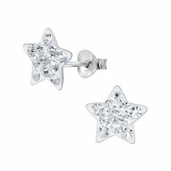 Flash-uitverkoop 🥰 Oorbellen Meisje | Kinderoorbellen Meisje Zilver | Zilveren Oorstekers, Zilverwitte Ster | WeLoveSilver 😀