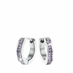 Hete verkoop ✨ Lucardi Oorbellen - Stalen Kinderoorbellen Violet Kristal ⭐