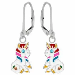 Gloednieuw 🎉 WeLoveSilver Oorbellen Meisje Zilver | Eenhoorn Oorbellen | Zilveren Oorstekers, Eenhoorn Met Regenboog Manen En Ogen Van Kristal 🛒
