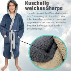 Coupon 🌟 HOMELEVEL Sherpa Omkeerbare Kinderbadjas Voor Jongens En Meisjes Blauw Maat 134/140 😀 -Bergstein Shop 550x550 432