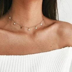 Goedkoopste 🤩 Ster- Bedelketting- Goldenspot - Ketting Sterren - Choker Collier - Zilver Kleurig - 42 Cm - 🥰