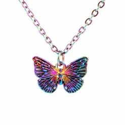 Coupon 😀 Treasure Trove Vlinder Parelmoer Kinderketting - Ketting - Meisje - Multi - Regenboog - Schakelketting - 48 Cm 🔔