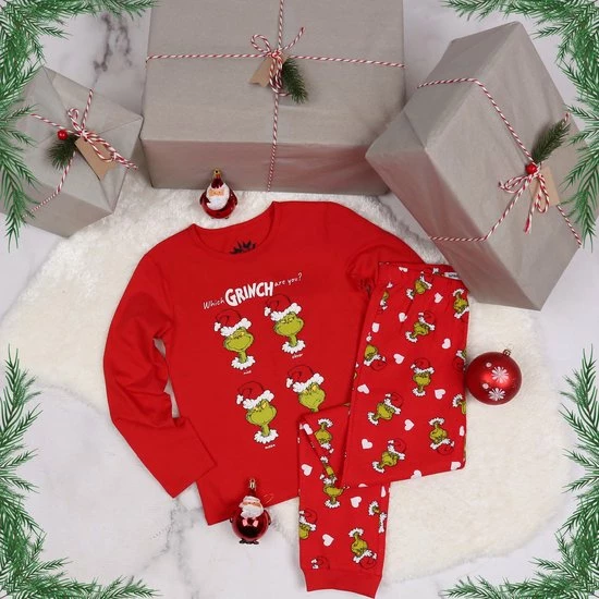Flash-uitverkoop 🤩 Produkt The Grinch 🎁 Christmas - Pyjama Voor Meisjes, Katoen, Lange Broek, Rood / 98 🌟 2 Flash-uitverkoop 🤩 Produkt The Grinch 🎁 Christmas - Pyjama Voor Meisjes, Katoen, Lange Broek, Rood / 98 🌟 - Afbeelding 2