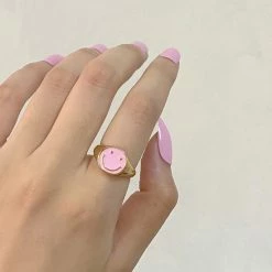 Beste Pirce ⌛ Goldenspot Ring Smiley - Verstelbaar - Roze - Verstelbare Ring - Smiley ❤️ -Bergstein Shop 550x550 539