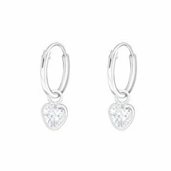 Top 10 🥰 Zilveren Kinderoorbellen Hangend Hartje Kristal | Oorringen Meisje Zilver | Zilverana | Sterling 925 Silver ✔️