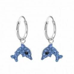 Beste Pirce 🔔 WeLoveSilver Oorbellen Meisje | Zilveren Kinderoorbellen | Zilveren Oorringen Met Hanger, Dolfijn Met Kristallen 🎉