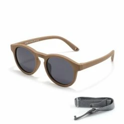 Gloednieuw 💯 Maesy - Baby Zonnebril Bowi - Dreumes En Peuter - 1-3 Jaar - Flexibel Buigbaar - Verstelbaar Elastiek - Gepolariseerde UV400 Bescherming - Unisex Babyzonnebril Rond - Taupe Bruin 🥰
