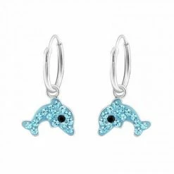 Goedkoop 🔥 WeLoveSilver Oorbellen Meisje Zilver | Zilveren Oorringen, Dolfijn Met Kristallen ✨