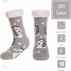 Goedkoopste 🛒 JAXY - Huissokken Kinderen - Verwarmde Sokken - Anti Slip Sokken - Huissokken - Bedsokken - Warme Sokken - Kerstcadeau Voor Kinderen - Thermosokken - Dikke Sokken - Fluffy Sokken - Kerstsokken - Maat 24-27 - Unicorns Grijs 😀 -Bergstein Shop 550x552
