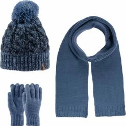 Coupon ✨ Kitti 3-Delig Winter Set | Muts Met Fleecevoering - Sjaal - Handschoenen | 9-15 Jaar Jongens | K22180-13-04 | Denim Blue ❤️