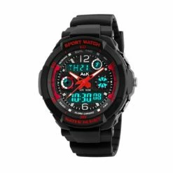 Goedkoopste 🎁 A&K 2in1 Chronograaf Digitale Kinderhorloge | Waterdicht | Shockproof | LED Verlichting | Sport ⌚ Watch Kids | Rood + Geschenkdoosje 🔔