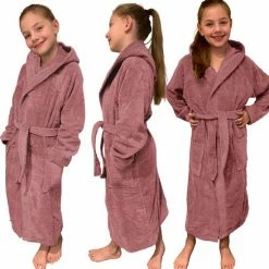 Beste Pirce ✨ HOMELEVEL Badstof Badjas Voor Kinderen 100% Katoen Voor Meisjes En Jongens Oud Roze Maat 176 🎉 -Bergstein Shop 550x563 6