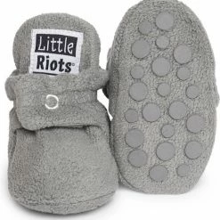 Flash-uitverkoop ❤️ Little Riots - Babyslofjes - Antislip - Fleece Stepper - Grijs - Slofjes Voor Je Baby, Dreumes En Peuter Voor Jongens En Meisjes - 6-12 Maanden (11,5cm) - Schoenmaat 18-19 👍