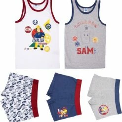 Coupon 🌟 Brandweerman Sam Ondergoed Set - Set Van 5 Stuks - 3x Boxershort En 2x Hemd - Katoen - Maat 98/104 🛒