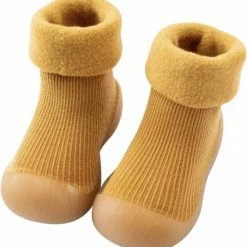 Goedkoopste 🔔 Baby-slofje.nl Fleece Anti-slip Schoentjes - Sok Sloffen - Eerste Loopschoentjes Van Baby-Slofje - Effen Geel - Maat 18/19 ✨