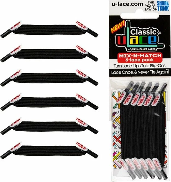 Beste Pirce π U-Lace Classic - Elastische Veters - Zwart - Mix-N-Match Pack π 5 Beste Pirce π U-Lace Classic - Elastische Veters - Zwart - Mix-N-Match Pack π - Afbeelding 5