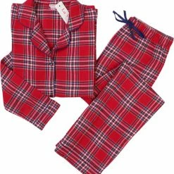 Goedkoopste โค๏ธ La V La-V Flanel Pyjama Set Voor Meisjes Met Geruit Patroon Rood 164-170 โญ