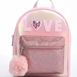 Goedkoopste ✨ Davici Davinci Biddemi Mini Rugzak Voor Meisjes. Roze - Basisschool - Kleuterschool - Kinderdagverblijf - Peuters - Kleuters - LOVE- Glimmend - Glitter - Rugzak - Schooltas ⭐