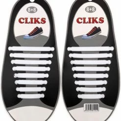 Gloednieuw 🔥 CLIKS Elastische Veters Wit - Siliconen Veters - Kids - Volwassenen 😍