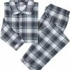 Goedkoop 🎉 La V La-V Flanel Pyjama Set Voor Jongen Met Geruit Patroon- Grijs - 170-176 😍