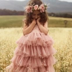 Nieuw ⌛ Merkloos Feestjurk Els, Meisje, Dusty Pink, Ibiza Jurk, Tule Jurk, Kant Met Tule, Meisjesjurk (maat 98/104) 🌟