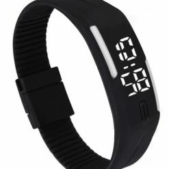 Flash-uitverkoop 🧨 LED Horloge Kinderen Tieners - Rubber - 20 Mm – Zwart/ Wit – Geschikt Vanaf 12 Jaar - I-deLuxe Verpakking 🔔