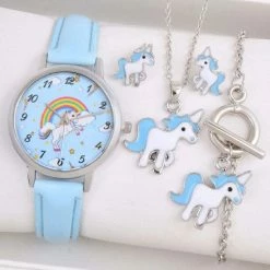 Gloednieuw 👍 Pippashop Kinderhorloge + Sieradenset Unicorn - Eenhoorn - Ketting + Armband + Oorbellen Blauw 🎉 -Bergstein Shop 550x648 3